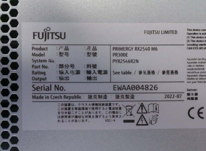 Fujitsu Primergy RX2540 M6 16C Gold 6326 32GB R 16Bay 2U Server Fujitsu Warranty