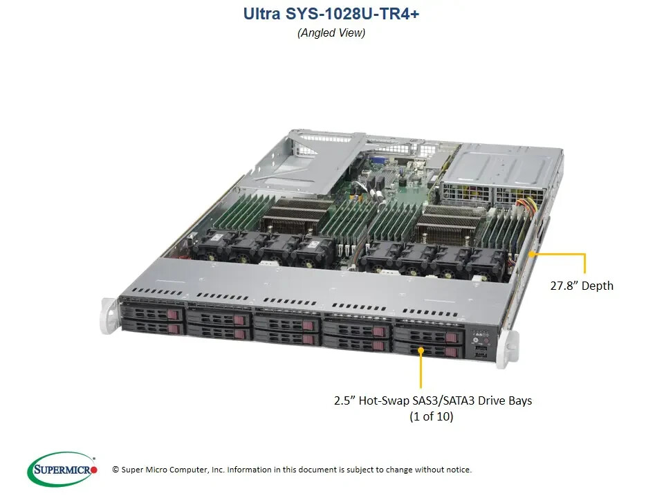 Supermicro SYS-1028U-TR4+ Barebones Server X10DRU-i+ NEW IN STOCK, 5 Year Wty