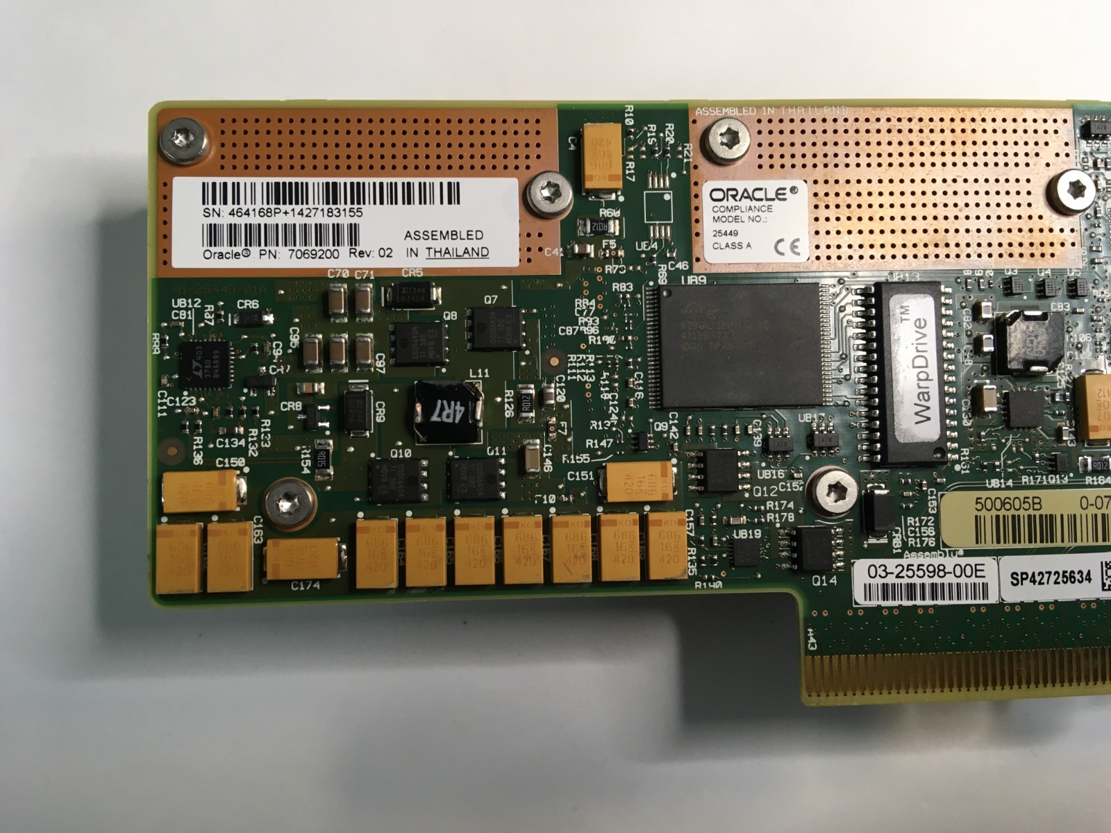 SUN ORACLE 800GB PCI-E 2.0 x8 FLASH ACCELERATOR SSD CARD 7069200 W/ OUT BRACKET