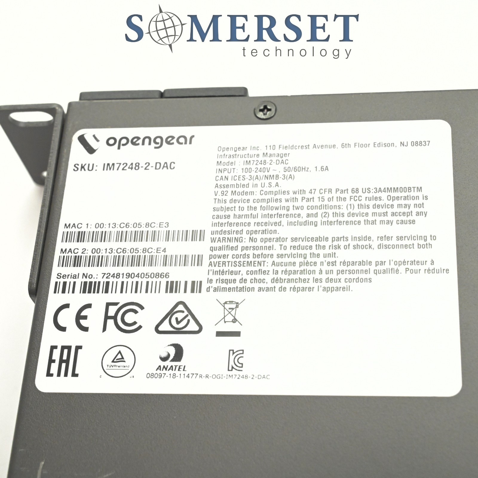 IM7248-2-DAC Opengear Infrastructure Manager 48-Port Console Server DUAL AC PWR