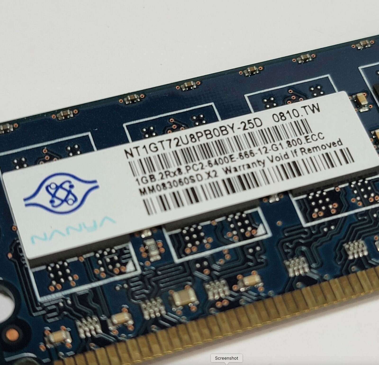 Nanya 1GB 2Rx8 PC2-6400E ECC NT1GT72U8PB0BY-25D from Dell PowerEdge R200 SVP