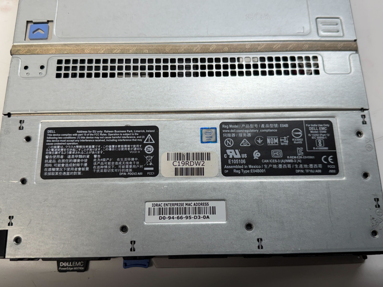 Dell PowerEdge MX740c Blade 2x Heatsinks 2x Xeon Gold 5117 NO RAM NO HDD