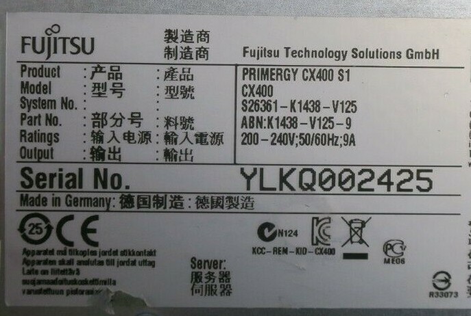 Fujitsu Primergy CX400 S1 24x 2.5″ Bay 4x CX250 S1 8x E5-2670 1024GB Server Node