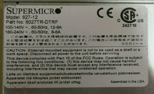 Supermicro SuperServer 6027TR-DTRF 2-Node Server X9DRT-HF 4x E5-2650 128GB Ram