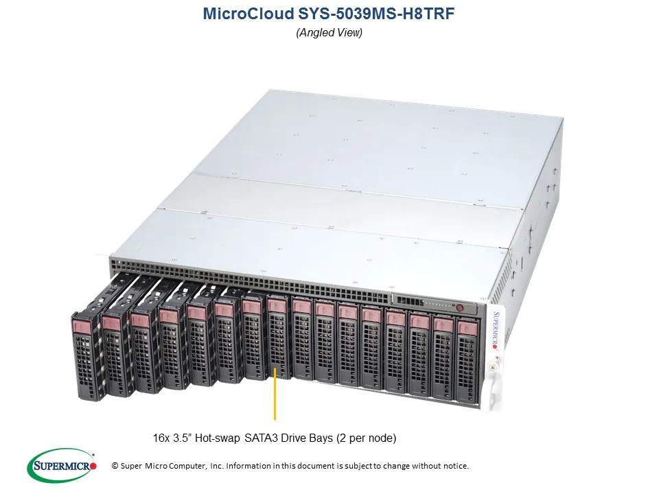 Supermicro SuperServer 5039MS-H8TRF Server Barebone System – 3U
