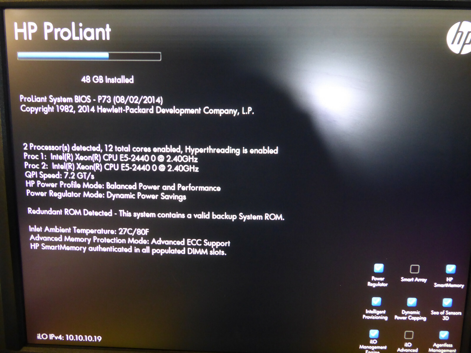 HP PROLIANT DL360e GEN8 2x 6-CORE XEON E5-2440 2.4GHz 48GB 686212-S01 B320i 512M
