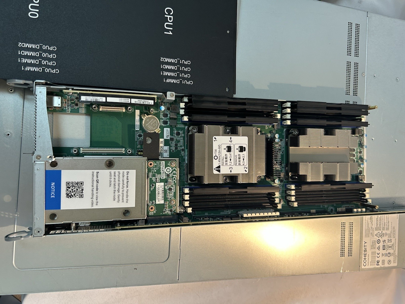 Cohesity C4500-SFP-1 w/1 Node 2x Silver 4208 CPUs No RAM No Drives – Dual AC PWR