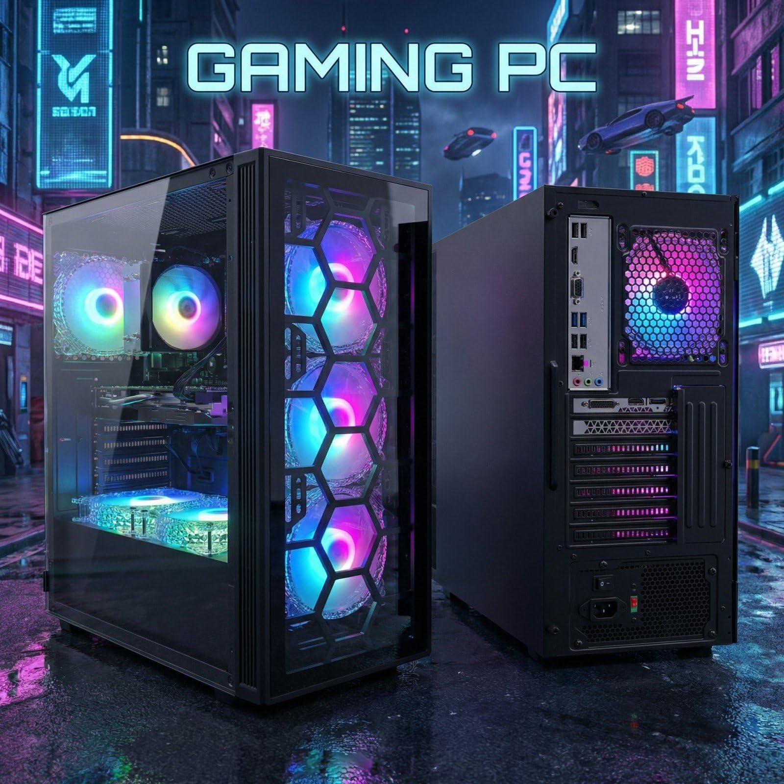 STGAubron Gaming PC Desktop, Intel Core i7 up to 3.9GHz, GeForce RTX Black