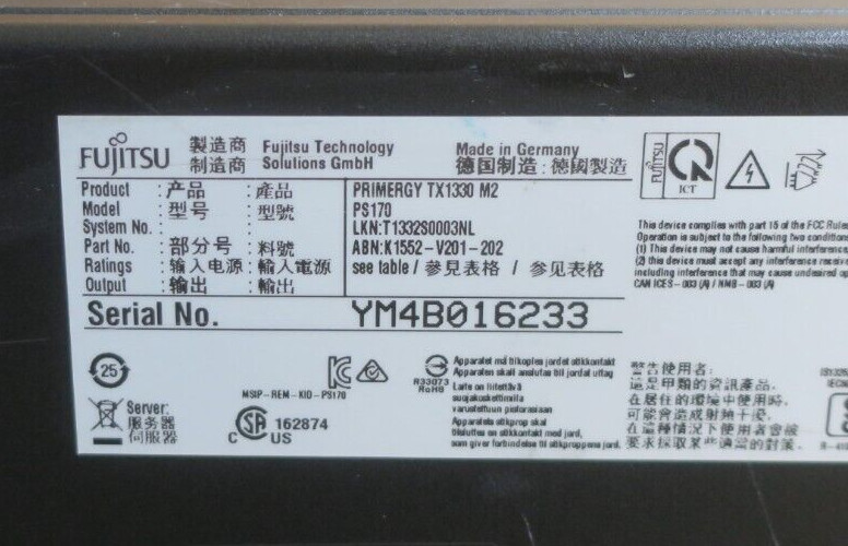 Fujitsu Primergy TX1330 M2 Quad-Core E3-1270v5 32GB RAM 4x 3.5″ Bay Tower Server