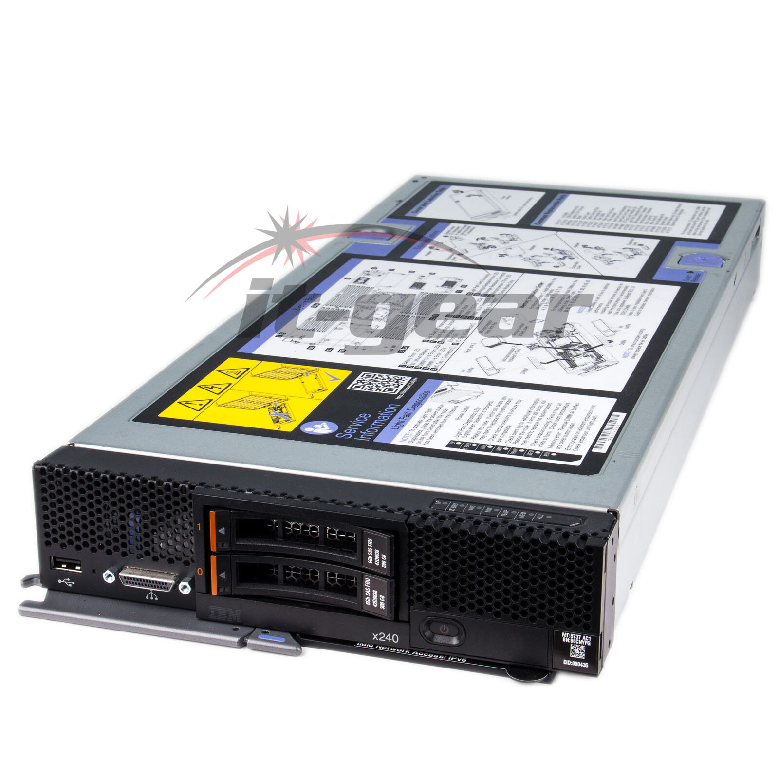 IBM 8737-AC1 FLEX BLADE,16GB RAM, 2 x E5-2620 V2 2.1 GHZ, 6C 15MB, 2 X 146GB HDD