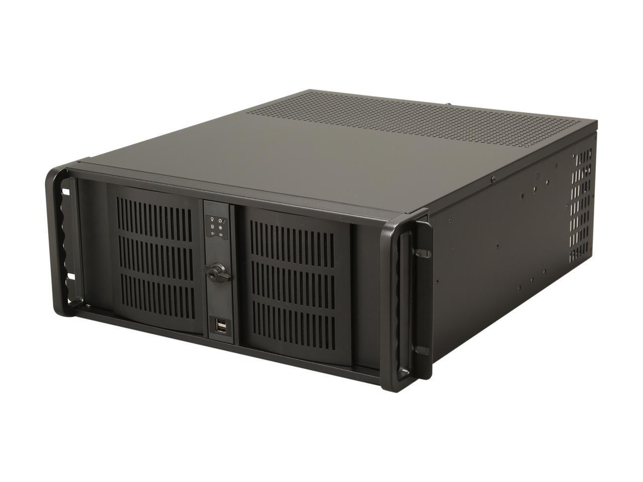 iStarUSA D-400-6-Black Black Steel 4U Rackmount Compact Stylish Server Chassis