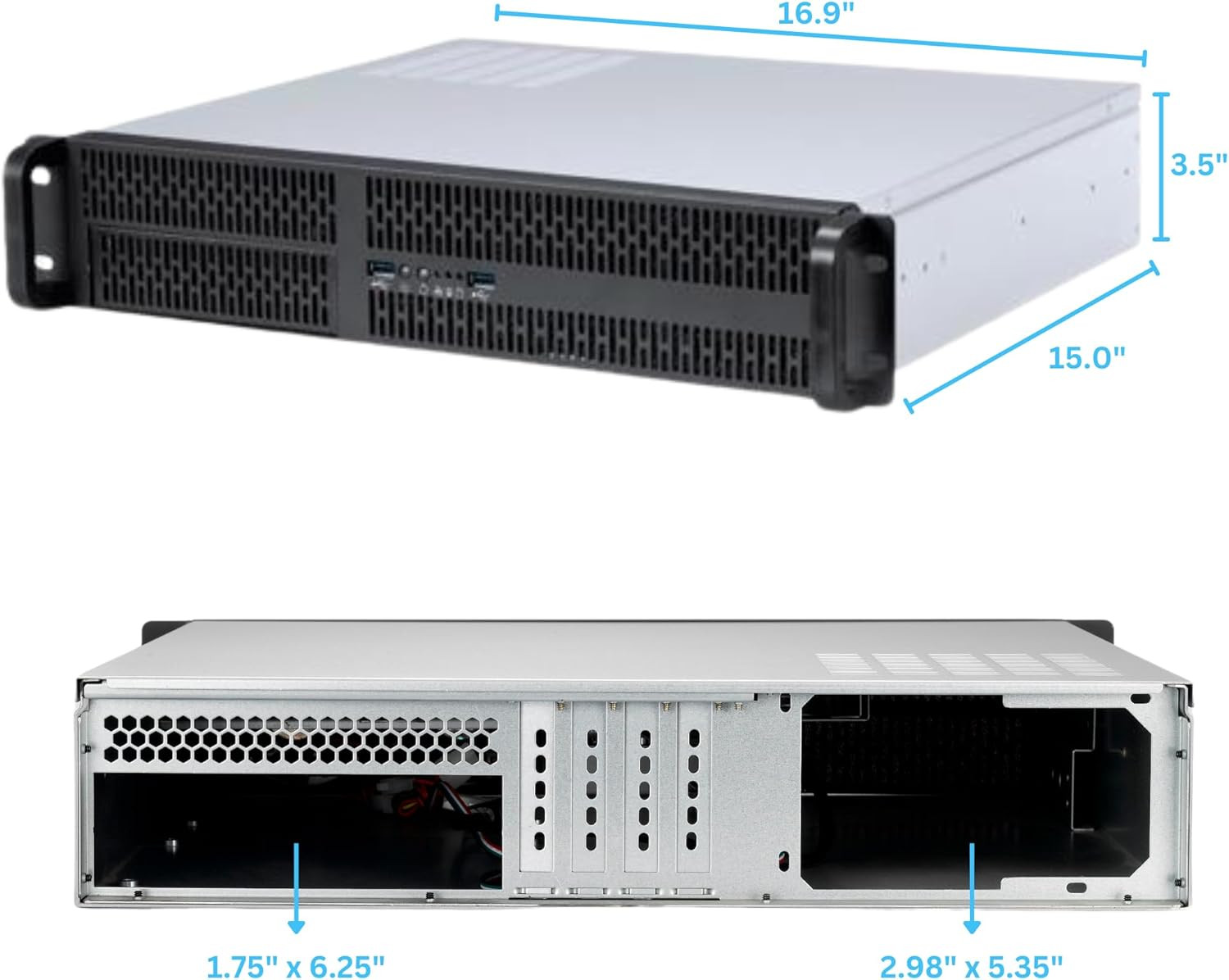 2U Server Chassis, Server Case; 4X 3.5/2.5″ HDD Bays, 1X 5.25 Device, Support Mi