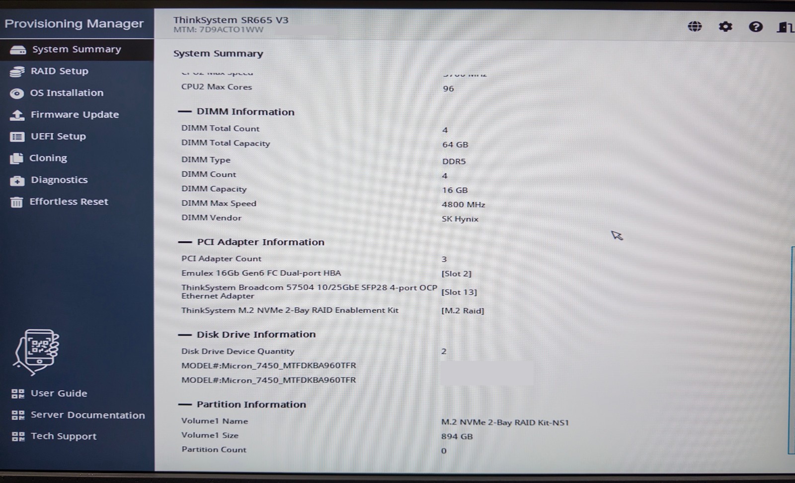 Lenovo ThinkSystem SR665 V3 2U 2x EPYC 9654 96c CPUs 64GB DDR5 ECC 2x 1TB NVMe
