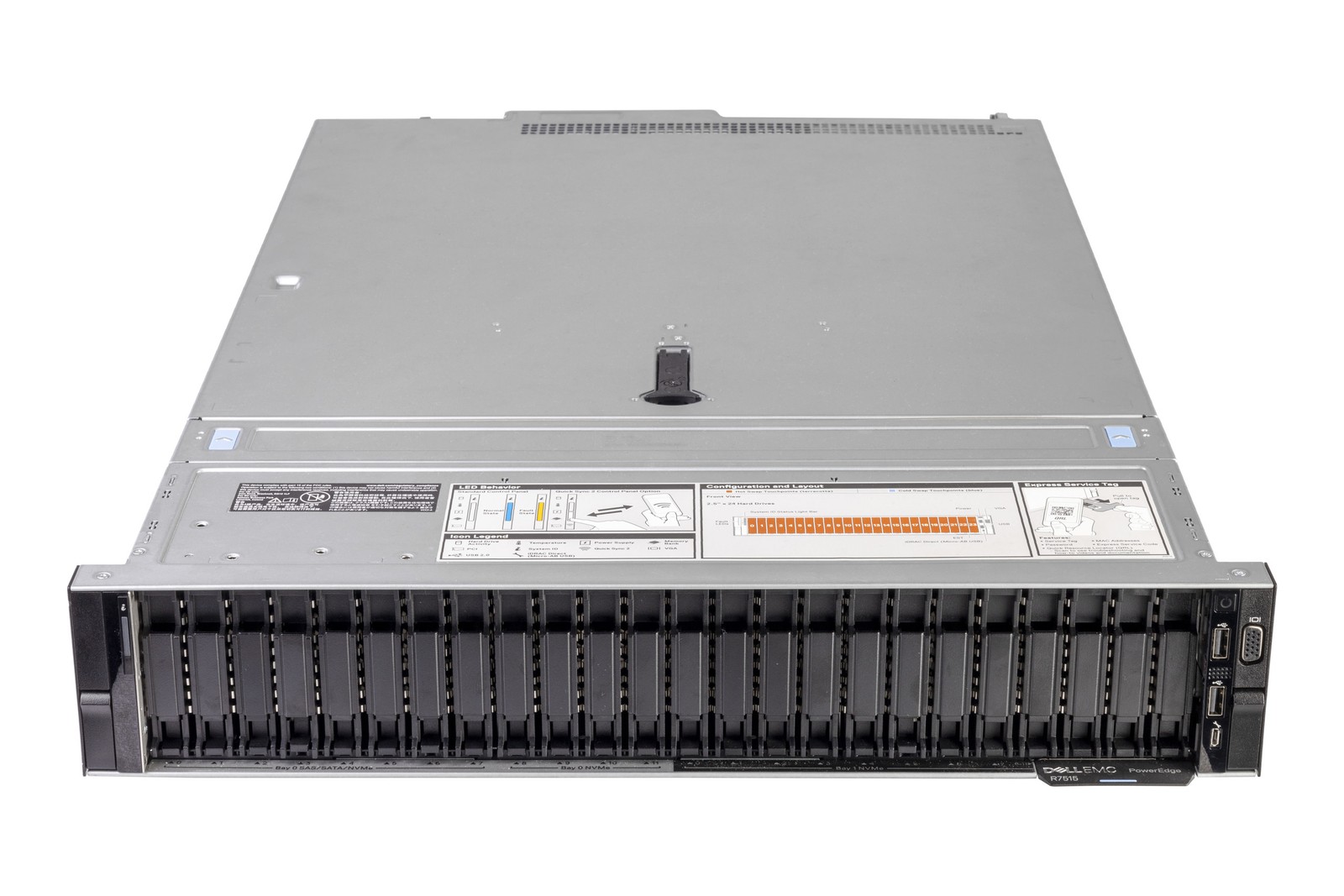 Server Dell R7515 24×2.5″ EPYC 7543P 256GB RAM H730P 2x480GB 2x10GbE 2xPSU rails