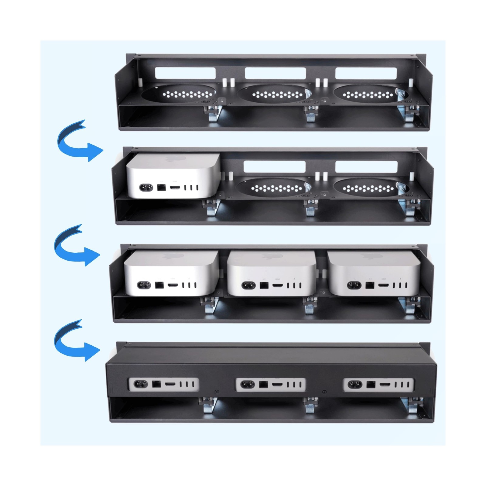 Sonnet RackMac mini (2024+) – 2U Rackmount Enclosure for 1, 2, or 3 Mac mi