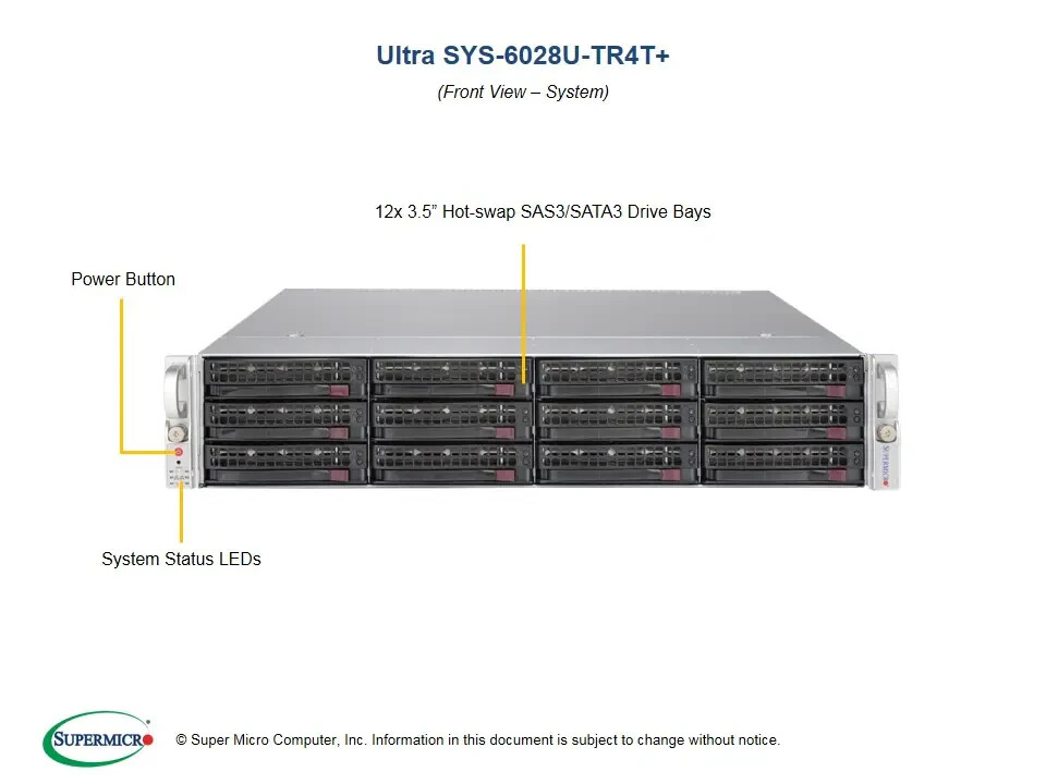 Supermicro SYS-6028U-TR4T+ Barebones Server NEW IN STOCK 5 Yr Warranty