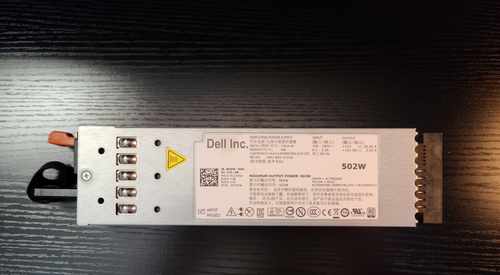 Dell 502W Redundant Power Supply C502A-S0 502W REV A00 (Selling 2)