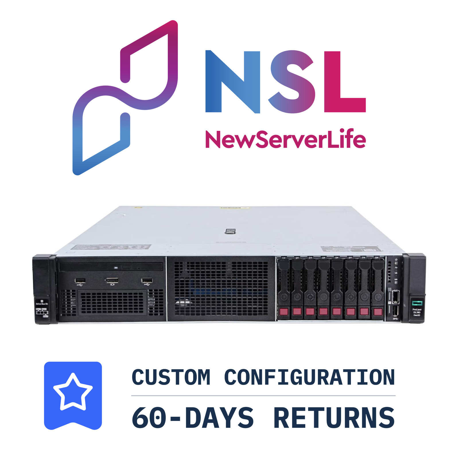 HP ProLiant DL380 Gen10 8SFF 2x Gold 6248 2.5GHz =40 Cores 256GB P408i-a 4xRJ45