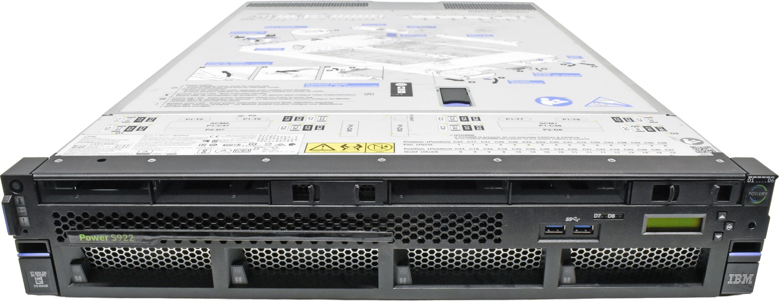 IBM Power S922 Server 2x Power9 CPU 8C 0GB PC4 8x SFF 2.5 2U 2-Port 25GbE SFP28