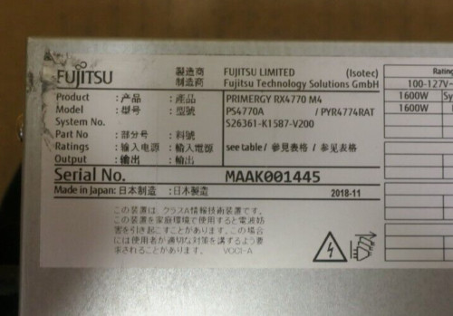 Fujitsu Primergy RX4770 M4 CTO 4x CPU 48x DIMM Slots 16x 2.5″ Bay 2U Server