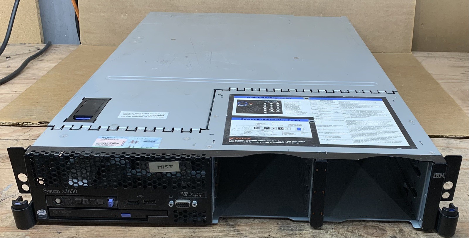 IBM System X3650 M1 2AU Rack Server 2x Intel Xeon@2.33GHz 4GB RAM, NO HDD NO OS