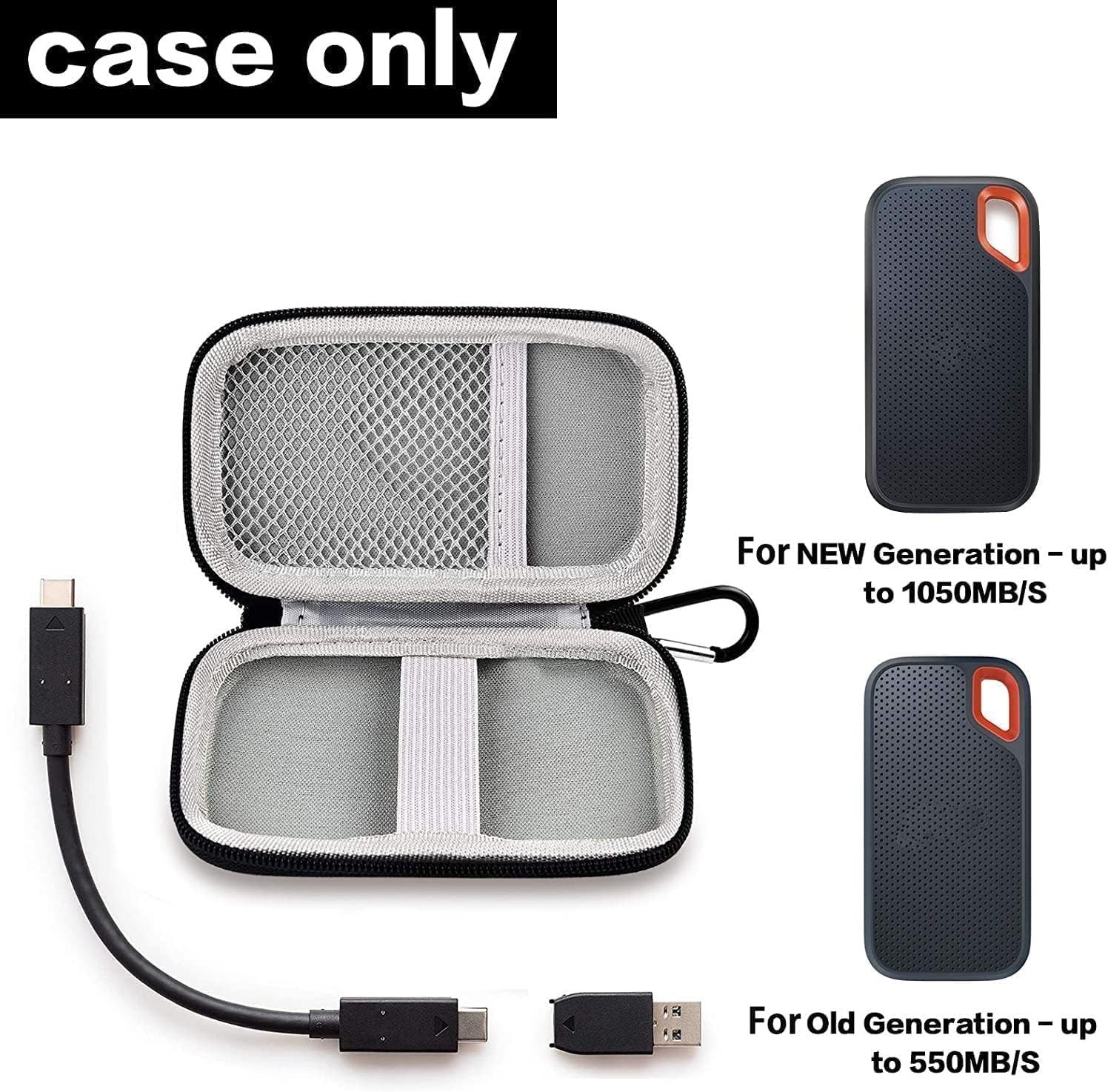 Hard Case Compatible with Sandisk 500GB/ 1TB/ 2TB/ 4TB Extreme Portable SSD – up