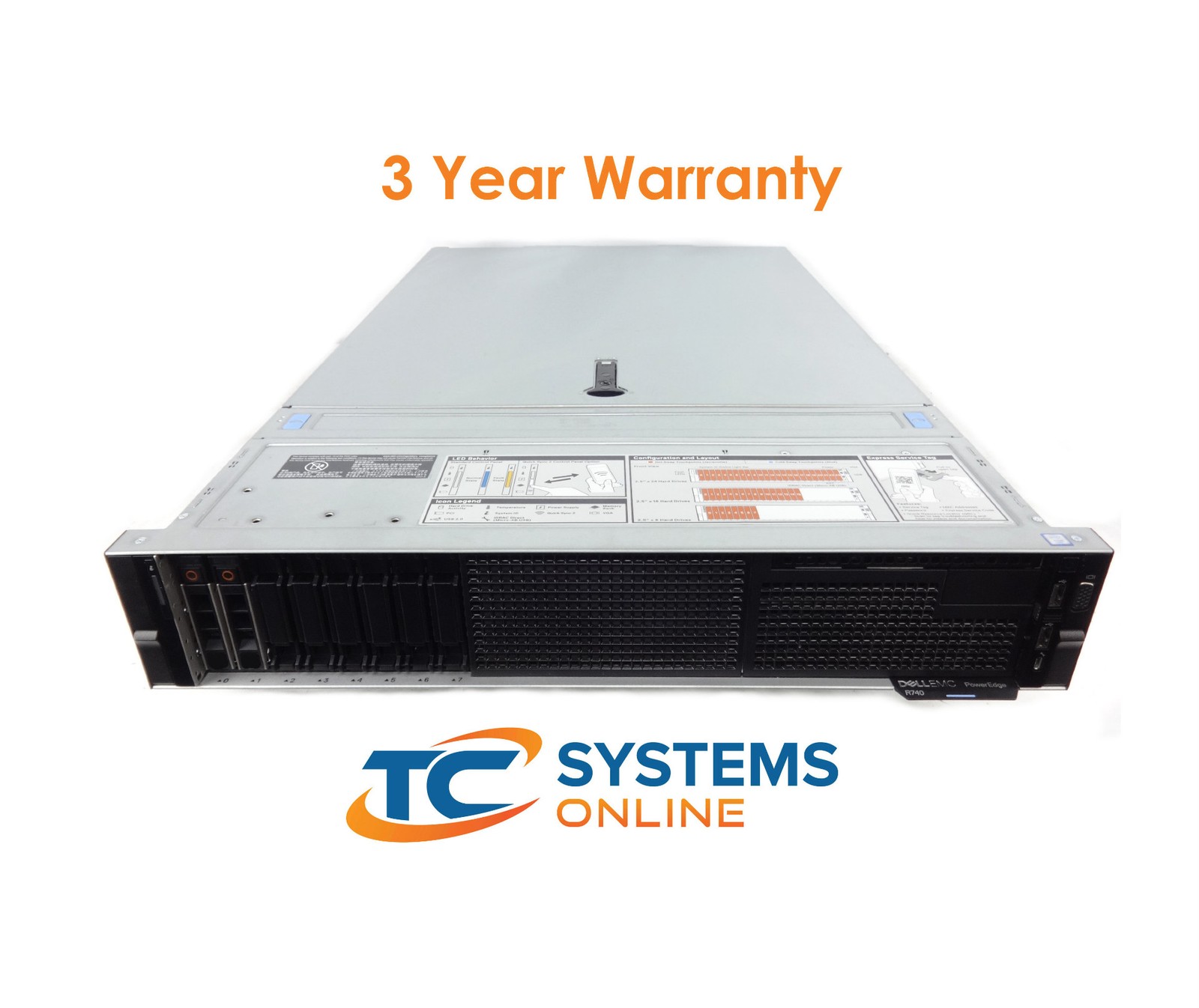 Poweredge R740 8SFF 2x SLVR 4114 2GHZ =20C/40T 128GB 2x HD TRAY H730P