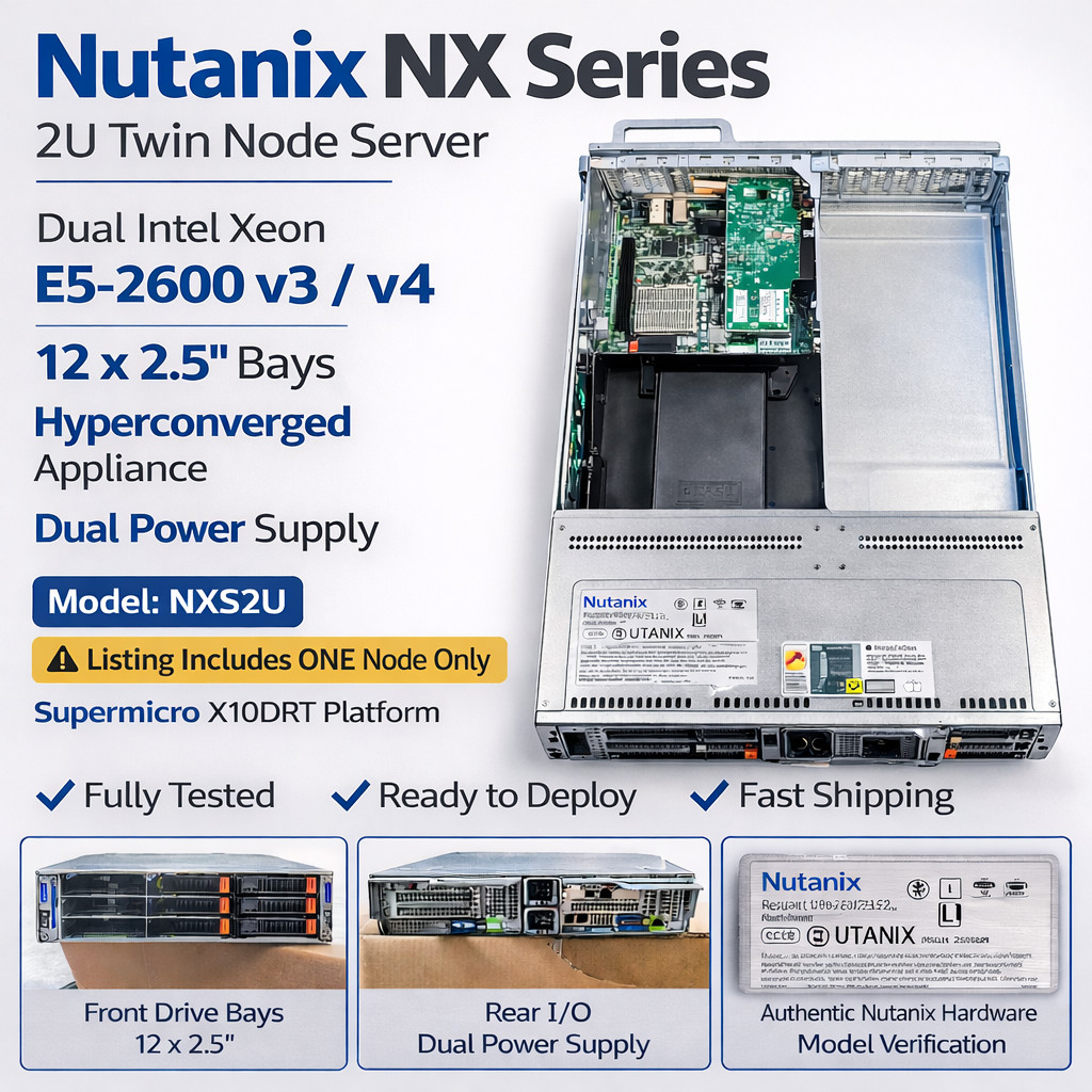Nutanix NXS2U 2U Server X10DRT 12×2.5″ Bays Dual Xeon E5-2600 v3/v4 1 Node Only