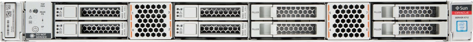 Oracle X7-2 Server 1x 2.3GHz 18-Core Proc 64GB RAM 2x600GB SAS3 Disk RAID Rails