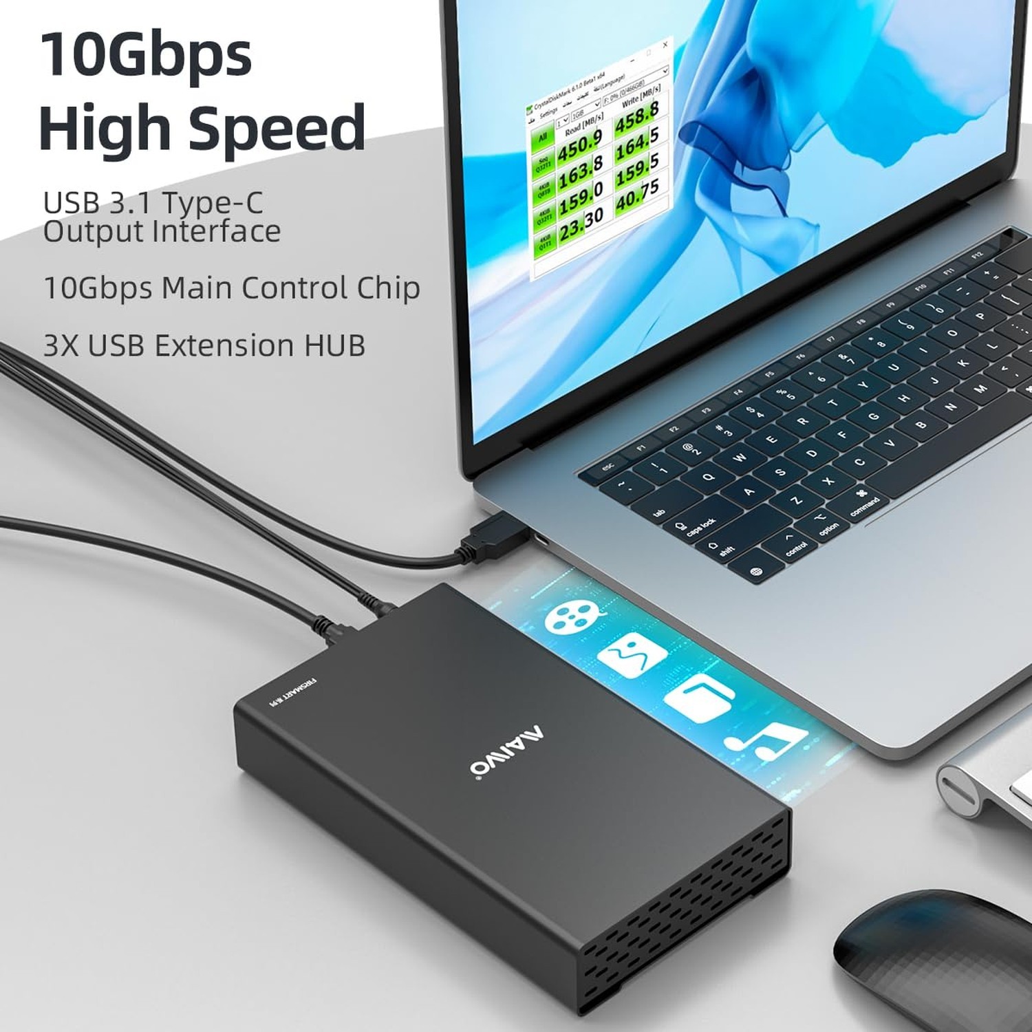 MAIWO External Hard Drive Enclosure for 2.5 3.5 inch SATA SSD HDD, USB C 3.1 …
