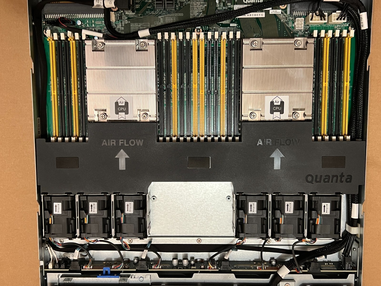Quanta server D51B-1U chassis with 2*E5-2695V4 CPU and 2*1100W DC PSU.
