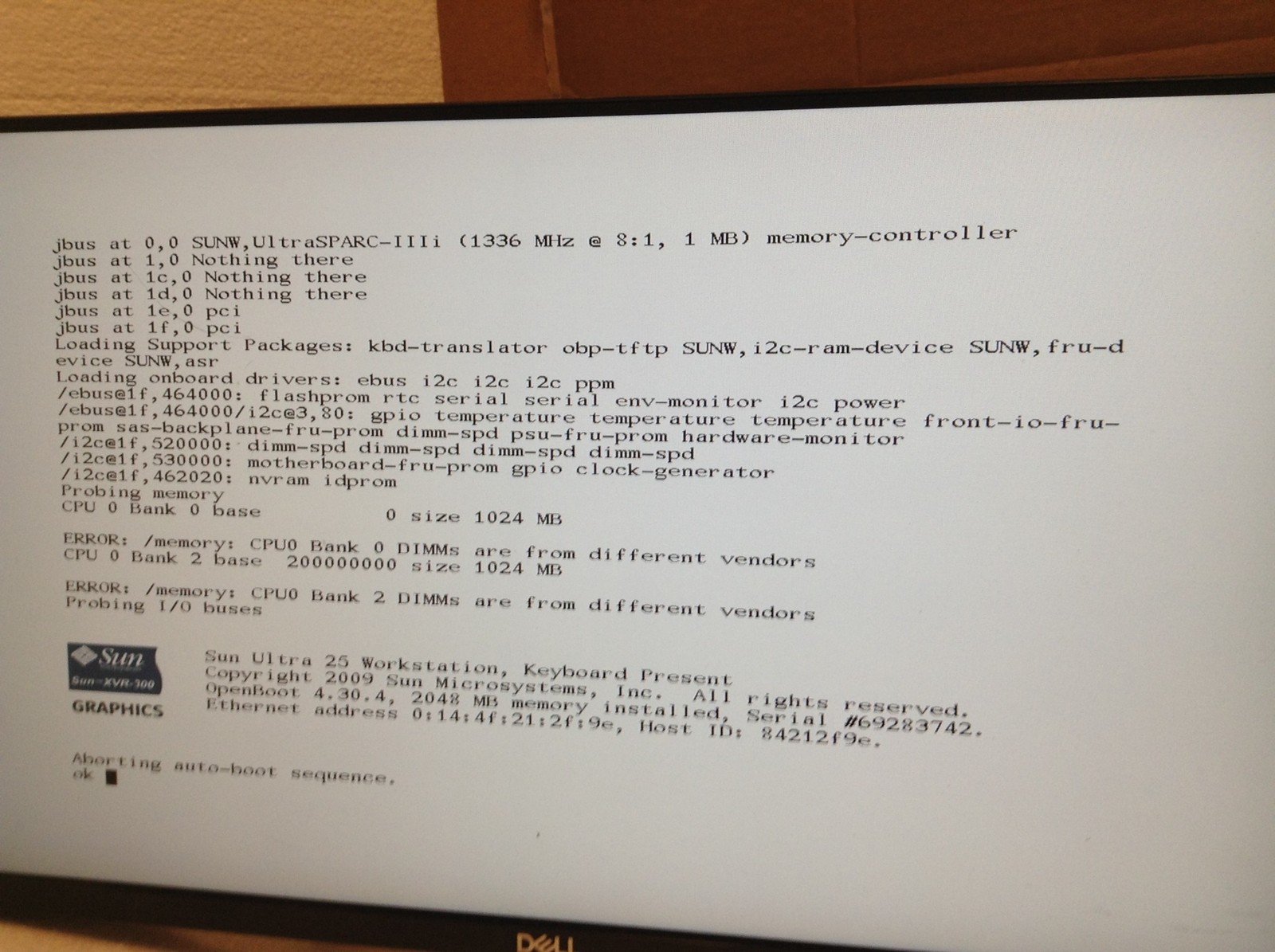 Sun Ultra 25-500S UltraSPARC IIIi 1.336GHz 1GB RAM ATI FireMV 2200 FREE SHIPPING
