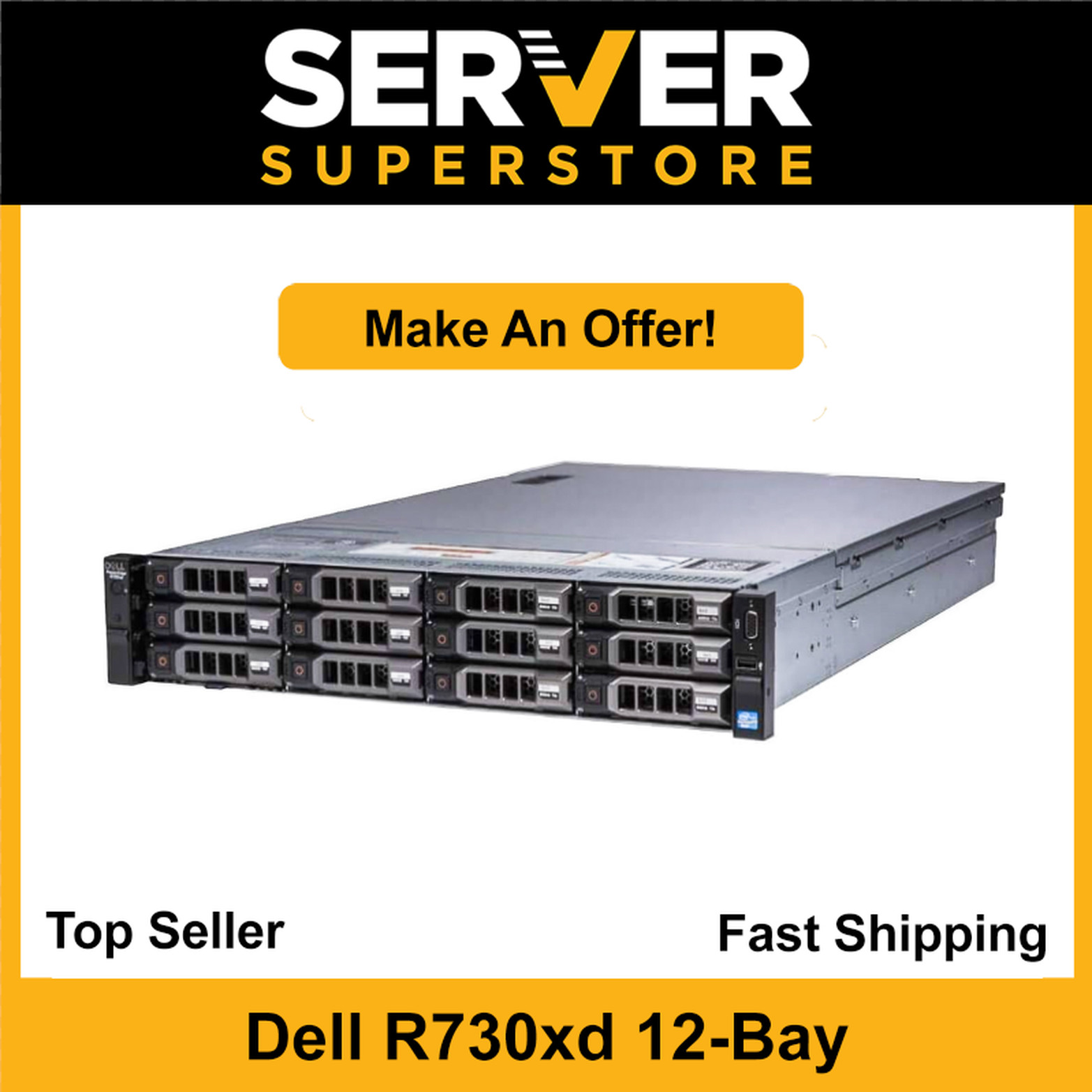Dell PowerEdge R730XD Server 2x E5-2620 V4 = 16 Cores H730P 32GB RAM 12x trays
