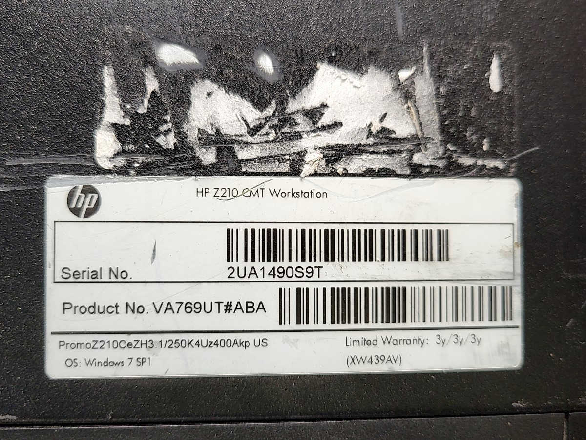 HP Z210 VA769UT-ABA Desktop Server Intel Core I5-2400 4GB