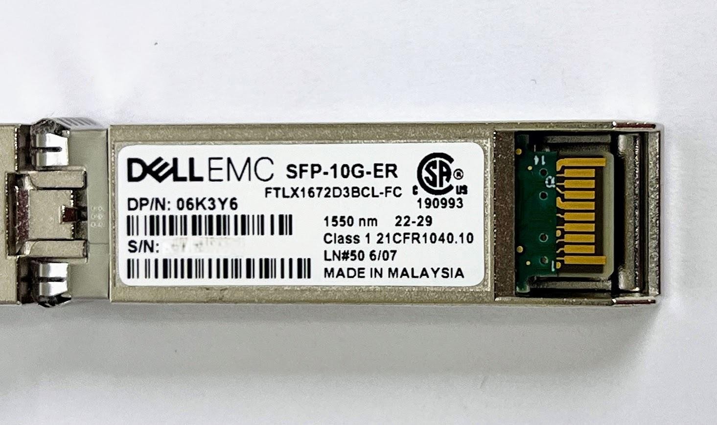 Dell 06K3Y6 SFP-10G-ER 10Gb 40KM 1550nm SFP+ SMF LC Transceiver