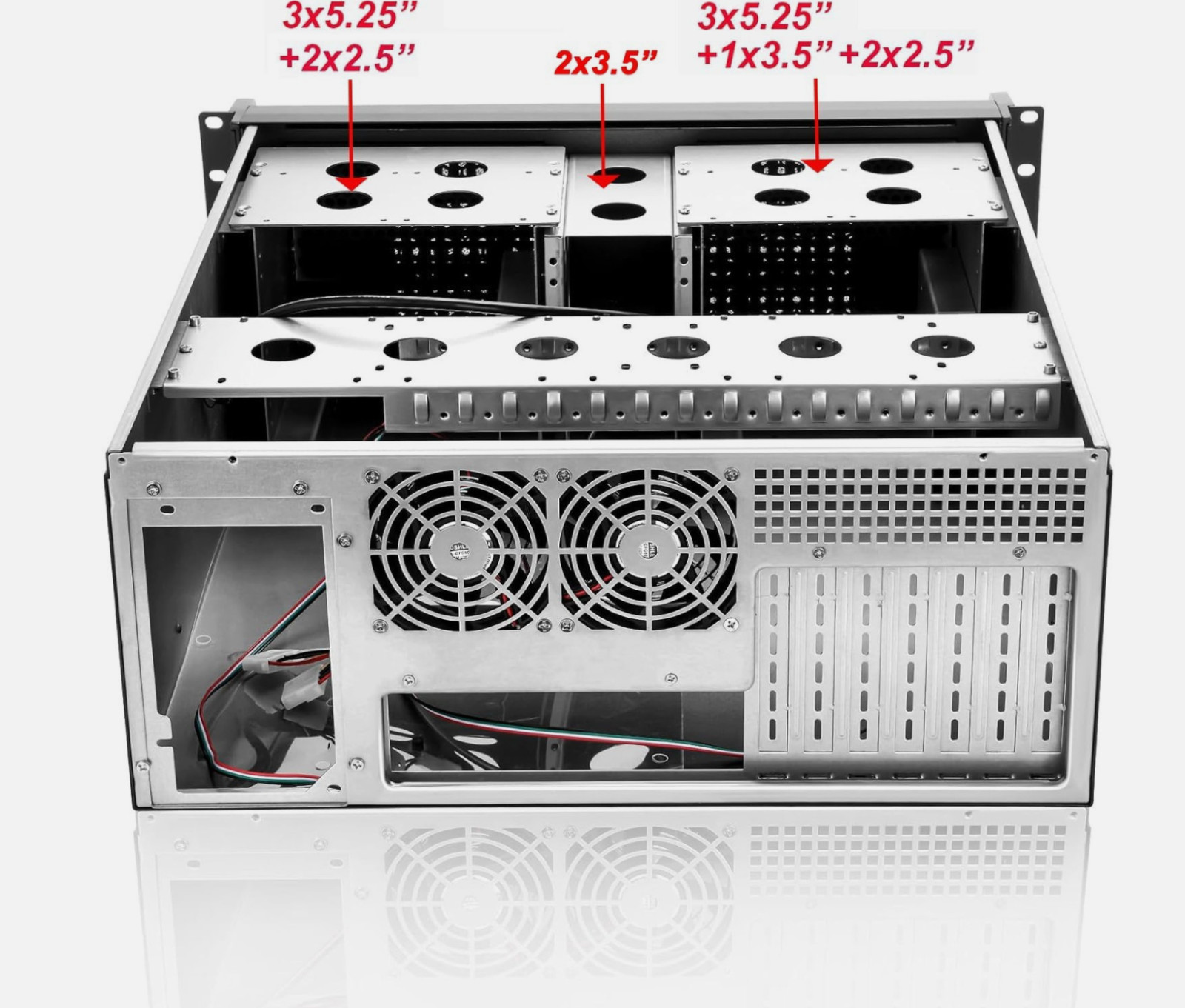 4U Rackmount Server Chassis with 6 x 5.25 Front Bays + 1 x 3.5 + 4 x 2.5 Bays
