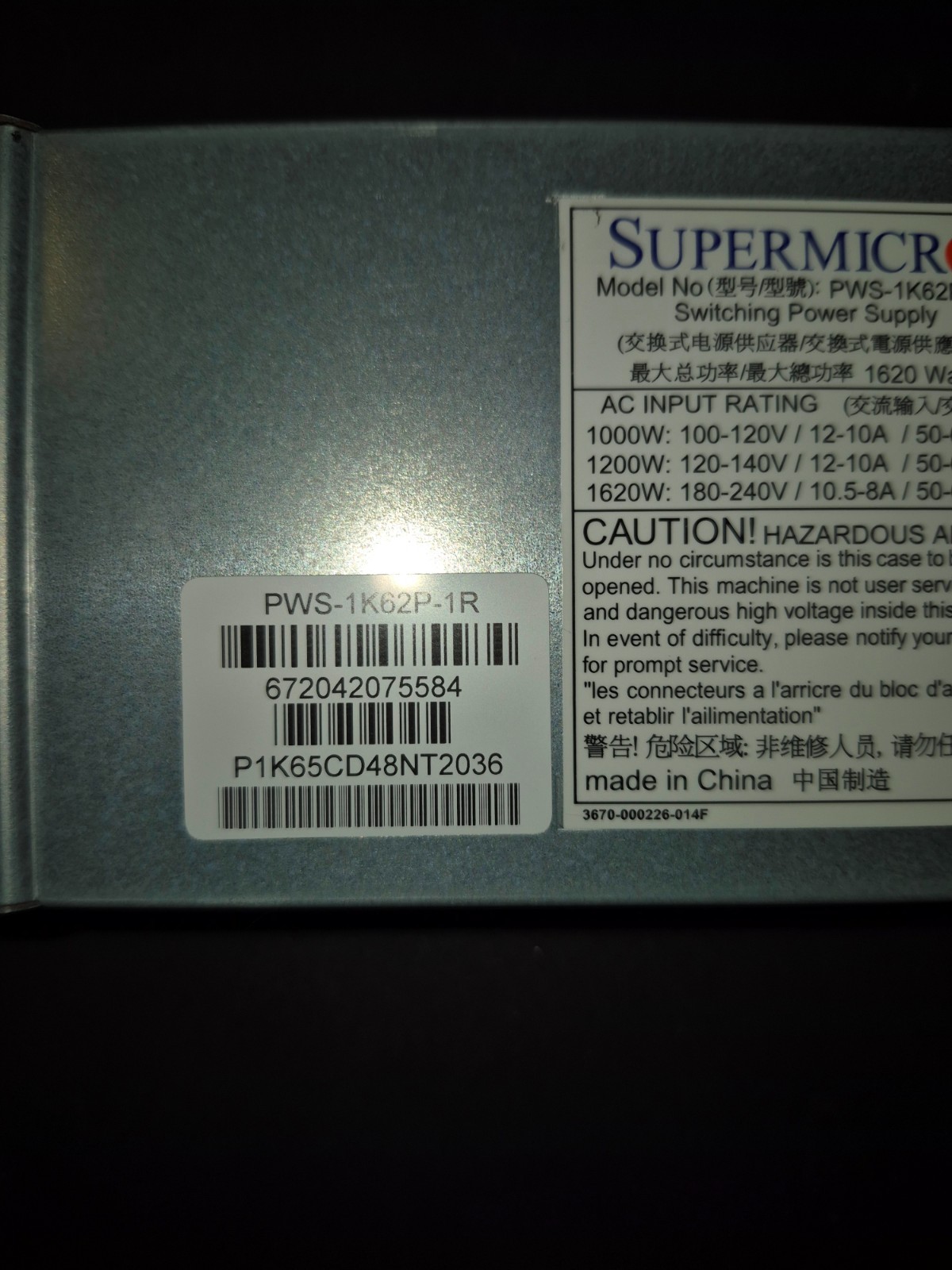 Supermicro 747-16 4U GPU Server Chassis w/2x PWS-1K62P-1R PSU,Backplane SAS747TQ