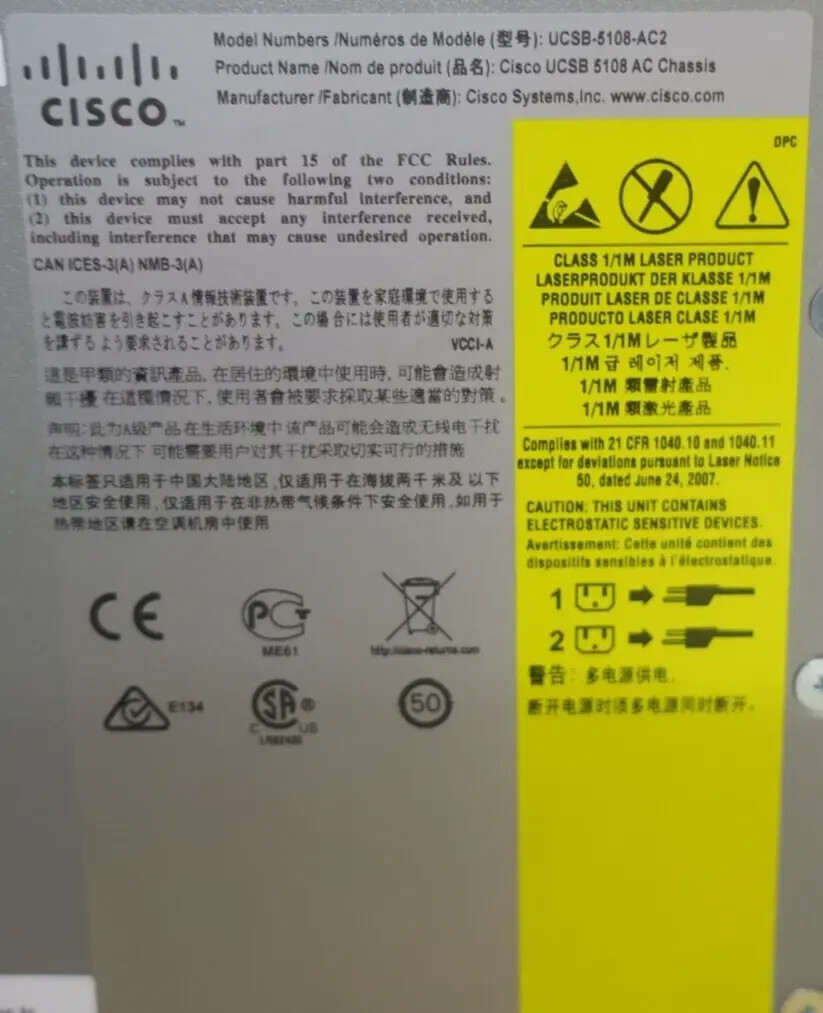 Cisco UCS 5108 + 6x B200 M3 Blade Servers 8x E5-2660v2 4x E5-2680v2 1152GB RAM