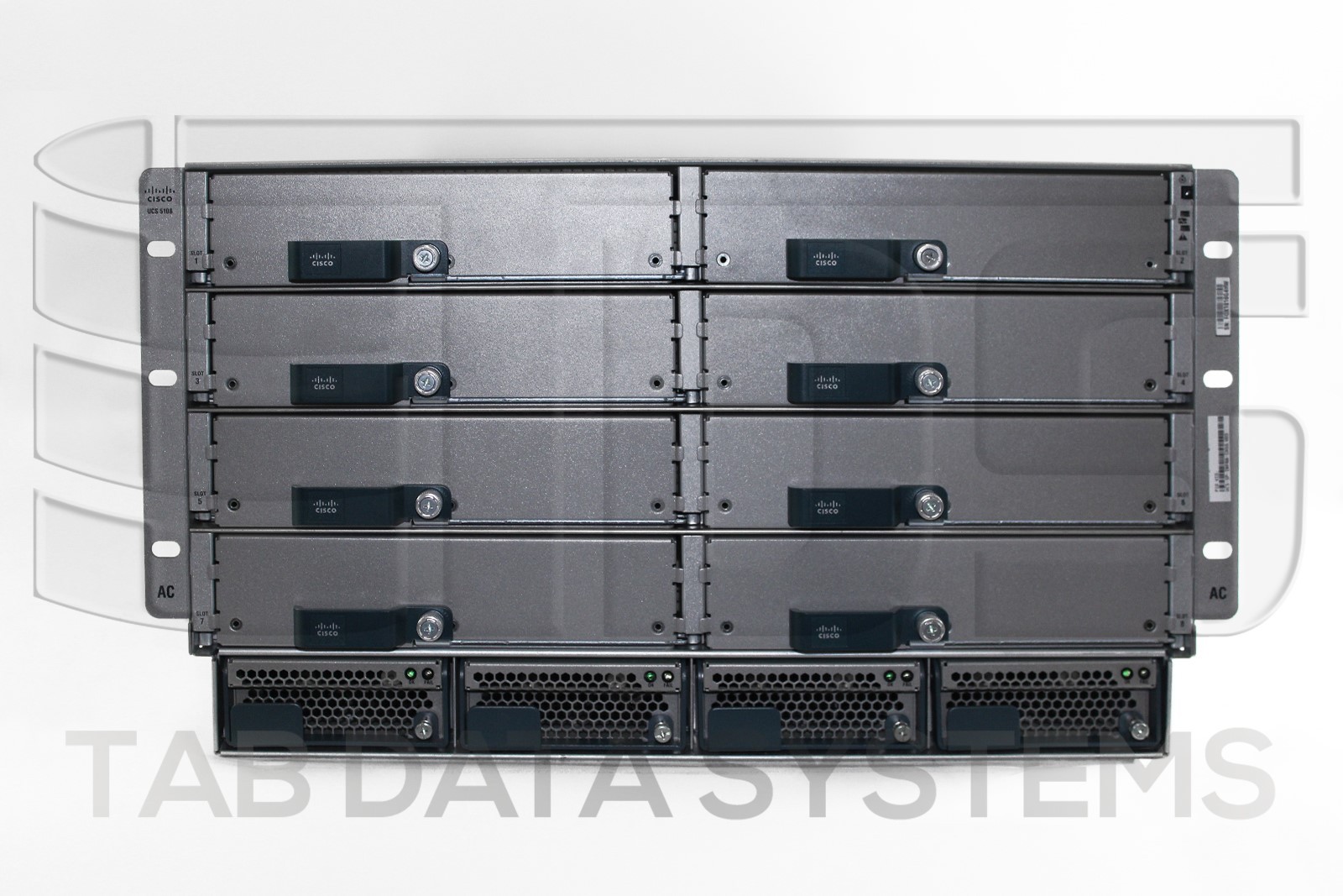Cisco UCS 5108 N20-C6508 Chassis w/ 8x Fans, 4x Power Supplies, Railkit