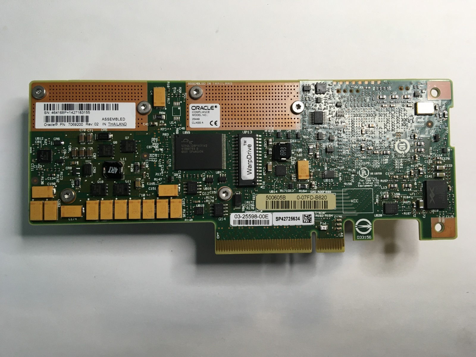 SUN ORACLE 800GB PCI-E 2.0 x8 FLASH ACCELERATOR SSD CARD 7069200 W/ OUT BRACKET