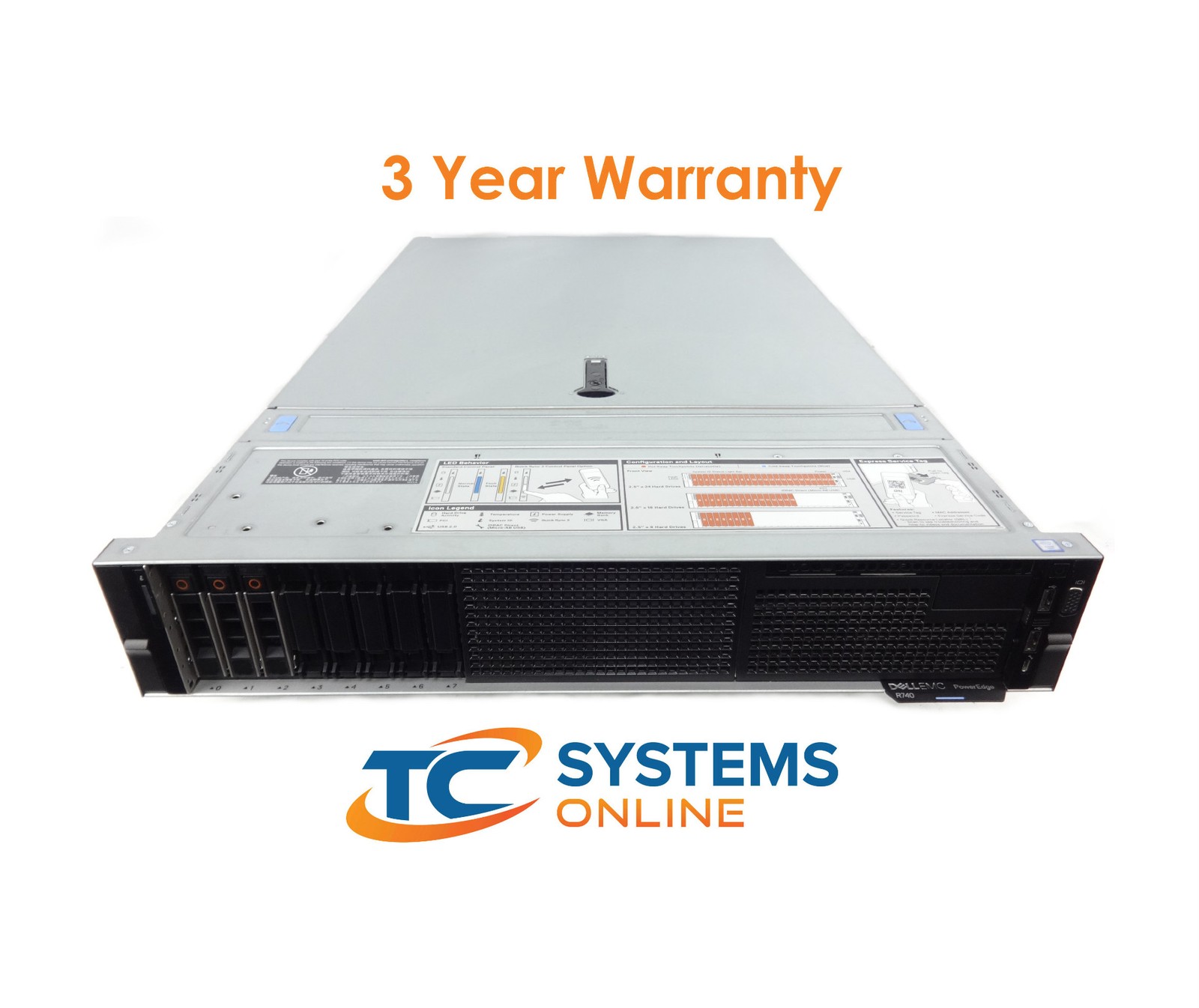 Poweredge R740 8SFF 2x SLVR 4114 2GHZ =20C/40T 32GB 3x HD TRAY H730P