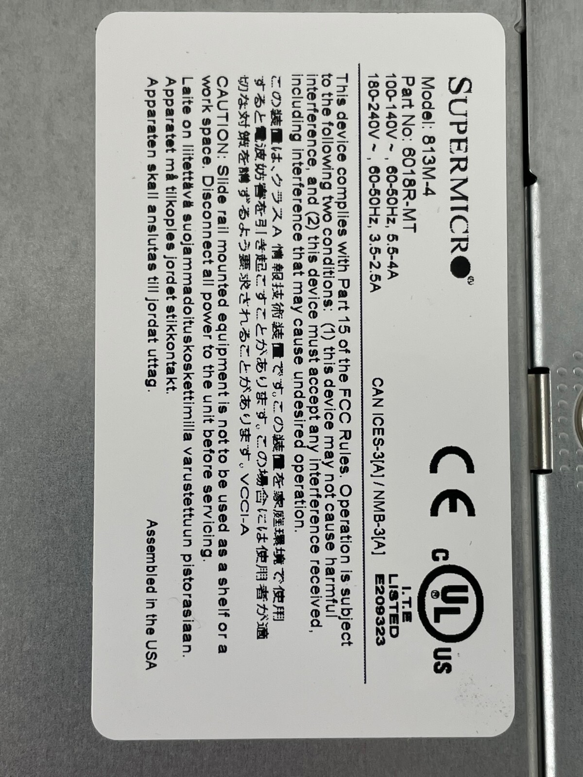 Supermicro 1U DP E5-2600V3 512GB DDR4 4×3.5″ SASTA3 2xLAN IPMI 440W SYS-6018R-MT