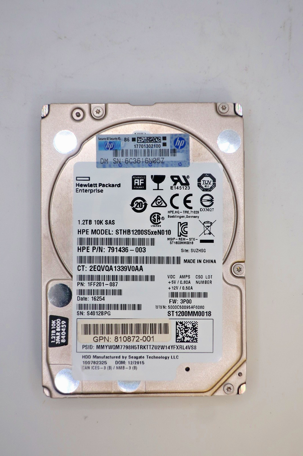 HP 1.2TB 10K SAS SFF Hard Drive K2P93B P03798-001 NO TRAY