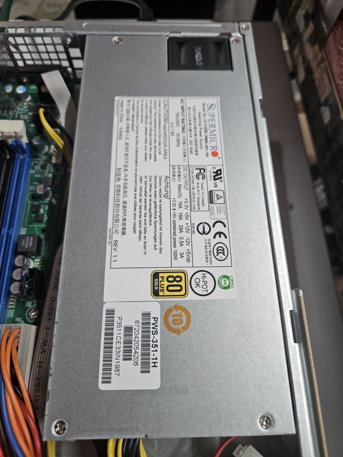 supermicro CSE-813M X10SLL-F E3-1270V3 3.5GHz 1*350W 4*3.5 SATA 4GB RAM SERVER