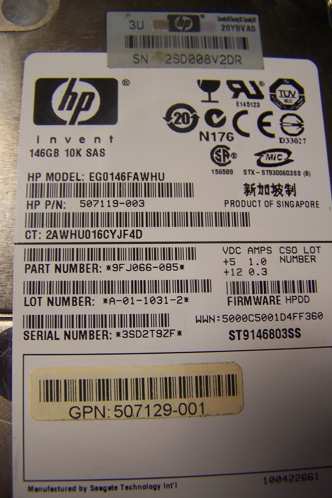 HP PROLIANT 460 SERIES GENERATION 6 BLADE 146 GB SERVER BL460C 507119-003