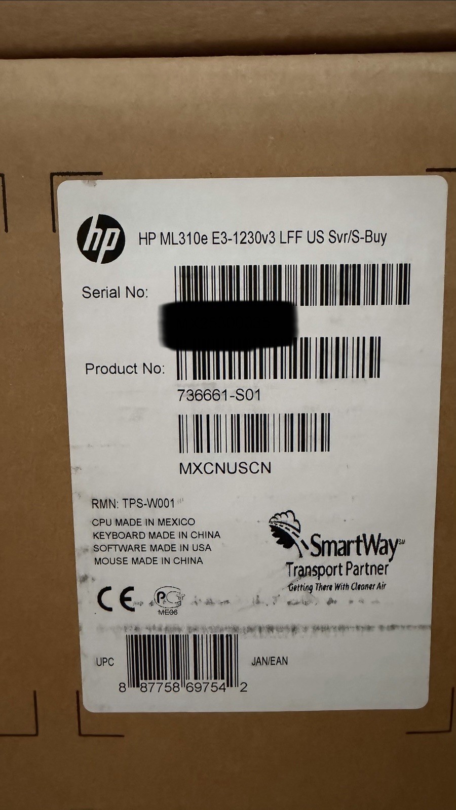 HP ProLiant ML310e Gen8 Server E3-1230v3 LFF US Svr/S-Buy 736661-S01