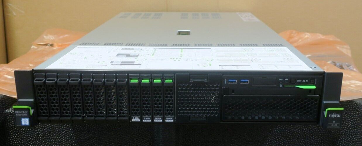 New Fujitsu Primergy RX2540 M5 6C Bronze 3204 64GB 2x 3.2TB +2x 750G NVMe Server