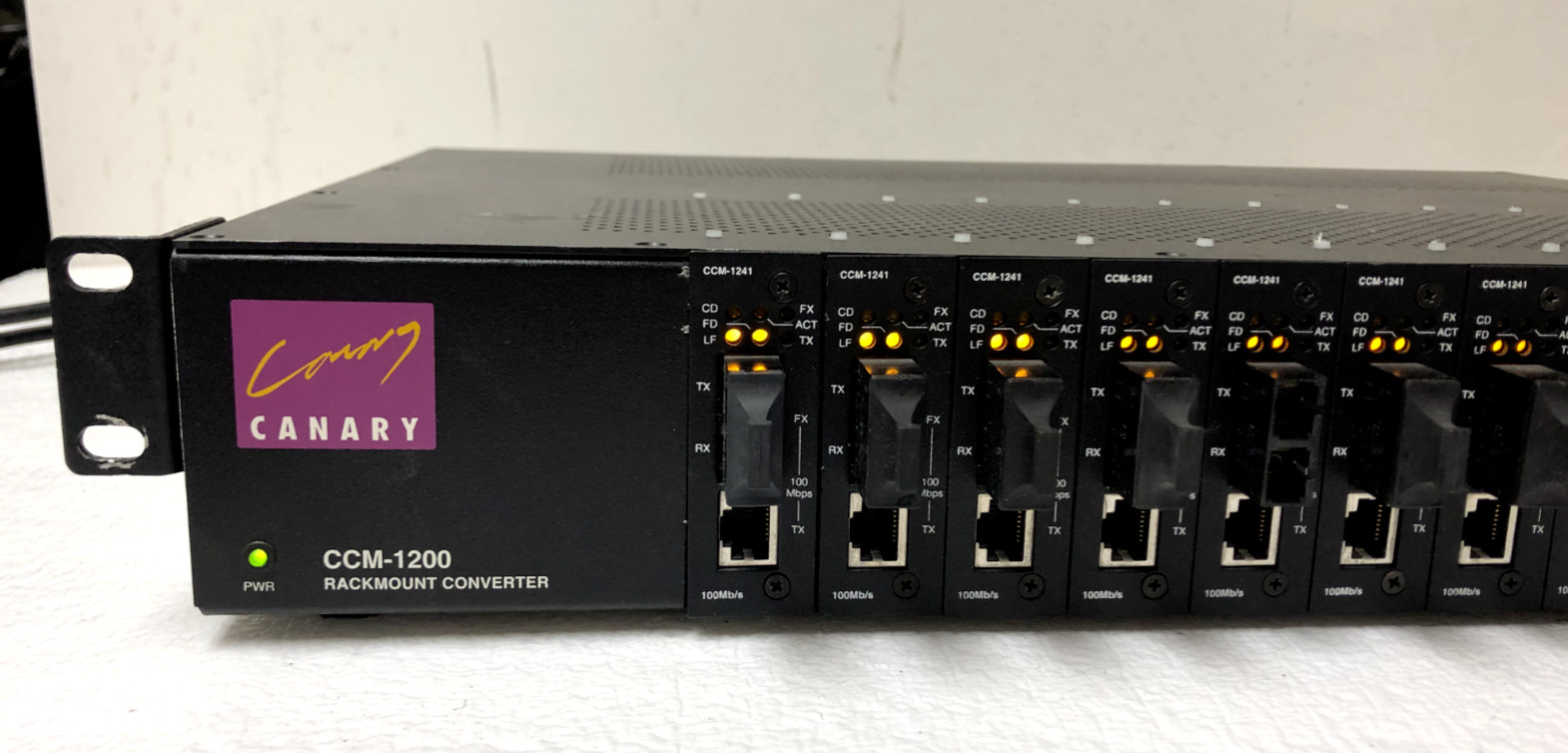Canary CCM-1200 Rackmount Converter w/ 12x CCM-1241-SM UTP to Fiber Converter