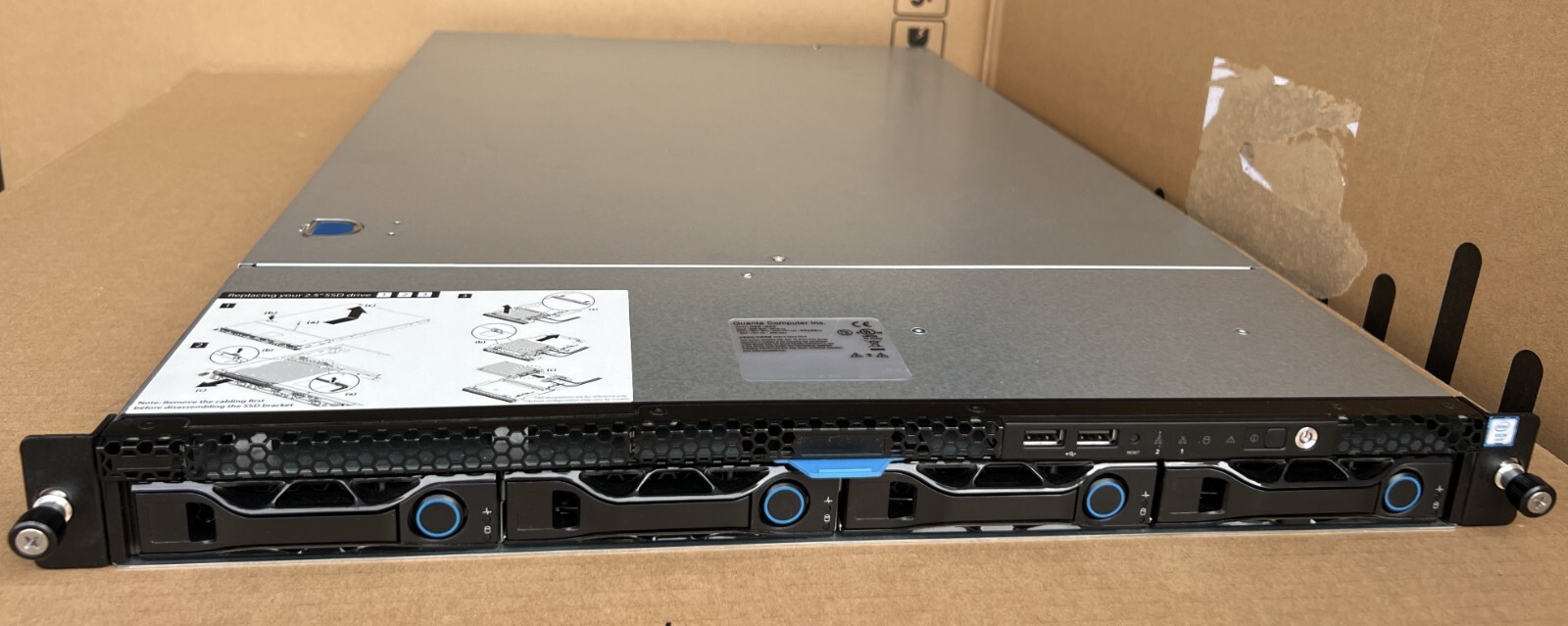 Quanta server D51B-1U chassis with 2*E5-2695V4 CPU and 2*1100W DC PSU.
