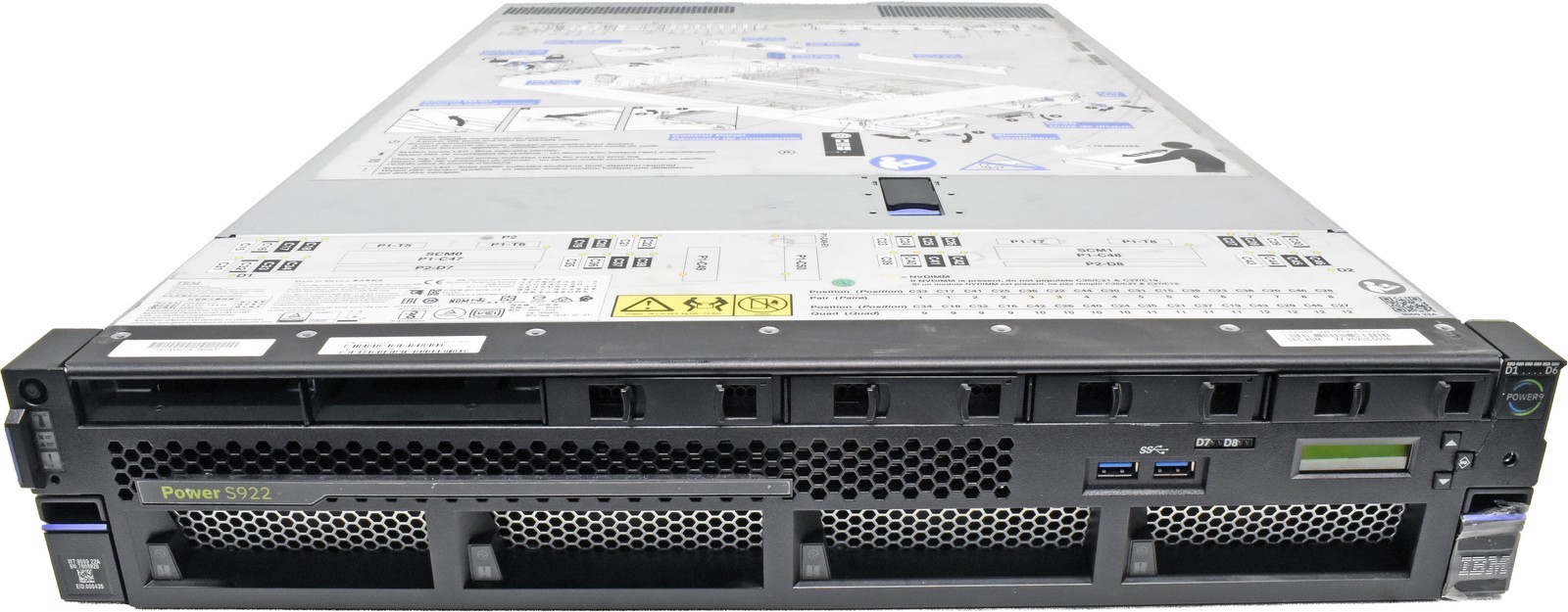 IBM Power S922 Server 2x Power9 CPU 4C 0GB PC4 8x SFF 2.5 2U 2-Port SFP28 25GbE
